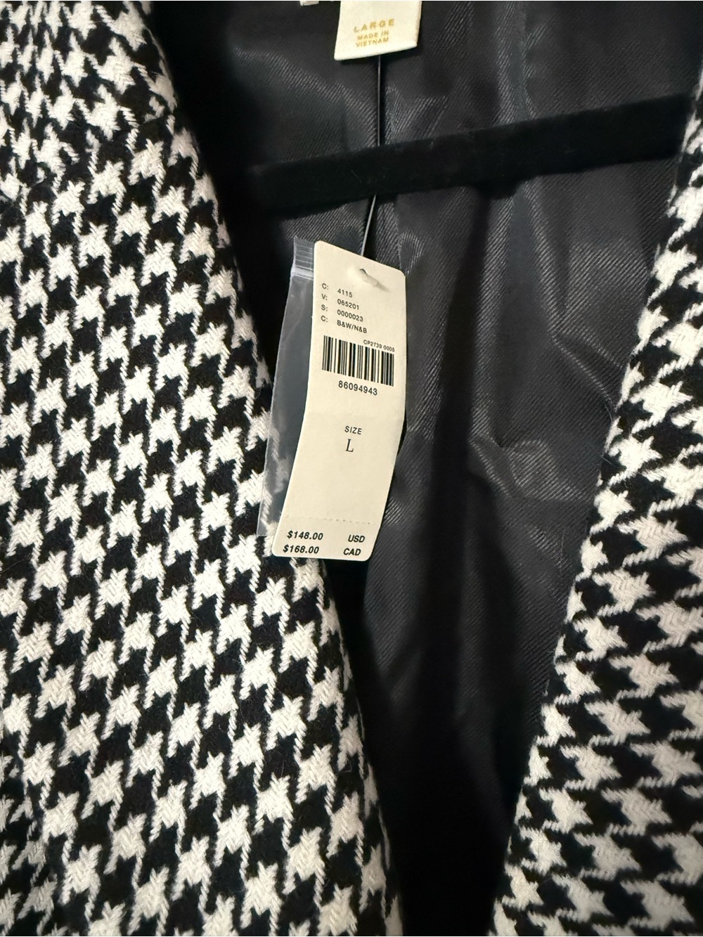 Anthropologie women’s Black and White Houndstooth Jacket / Blazer - Picture 3 of 5